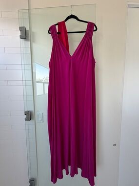 Hatch Fuchsia Sleeveless V-Neck Maxi Dress